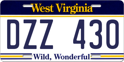 WV license plate DZZ430