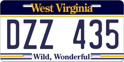 WV license plate DZZ435