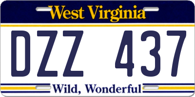 WV license plate DZZ437