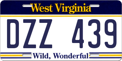 WV license plate DZZ439