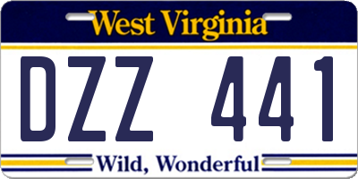 WV license plate DZZ441