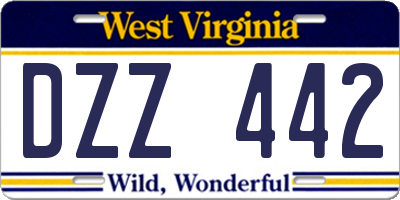 WV license plate DZZ442