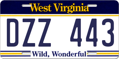 WV license plate DZZ443