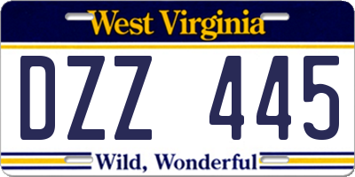 WV license plate DZZ445
