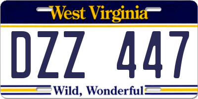 WV license plate DZZ447
