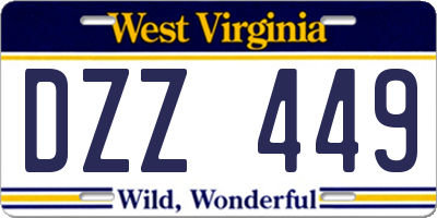 WV license plate DZZ449