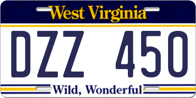 WV license plate DZZ450