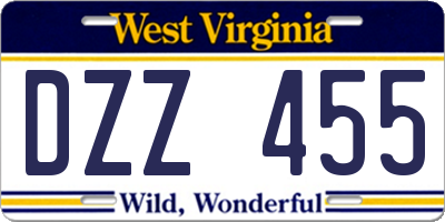 WV license plate DZZ455