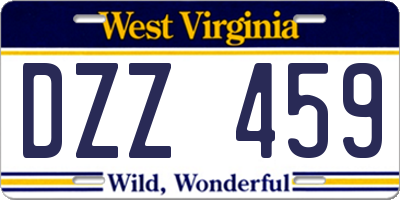 WV license plate DZZ459