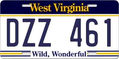 WV license plate DZZ461