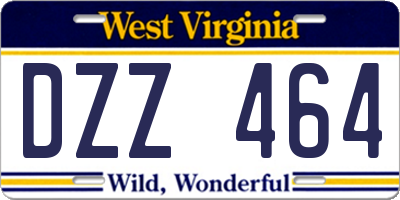 WV license plate DZZ464