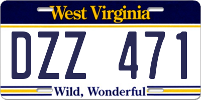 WV license plate DZZ471