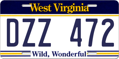 WV license plate DZZ472