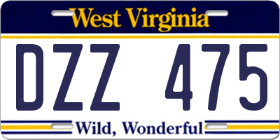 WV license plate DZZ475