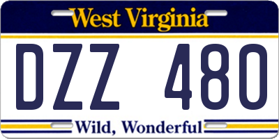 WV license plate DZZ480