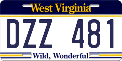 WV license plate DZZ481