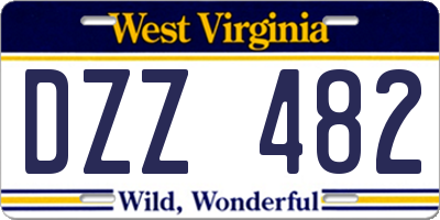 WV license plate DZZ482