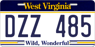 WV license plate DZZ485