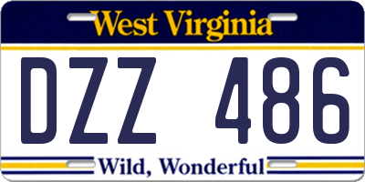 WV license plate DZZ486