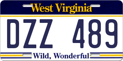 WV license plate DZZ489