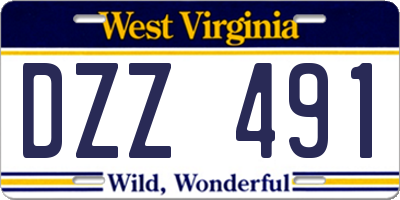 WV license plate DZZ491