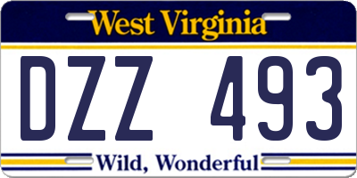 WV license plate DZZ493