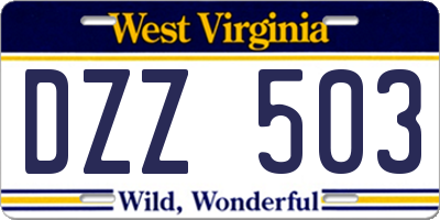 WV license plate DZZ503