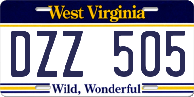 WV license plate DZZ505