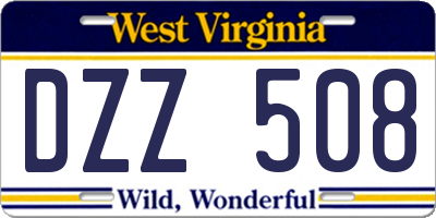 WV license plate DZZ508