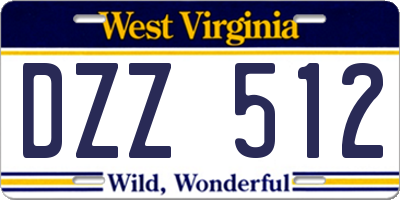 WV license plate DZZ512