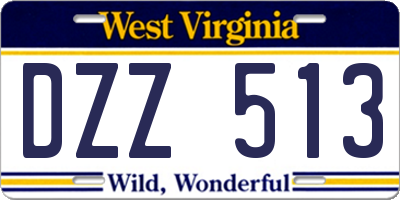 WV license plate DZZ513