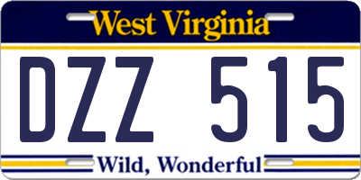 WV license plate DZZ515