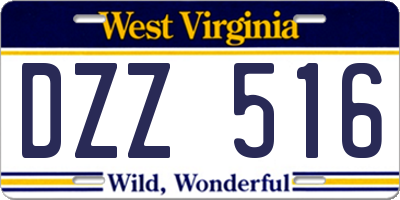 WV license plate DZZ516