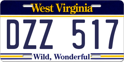 WV license plate DZZ517