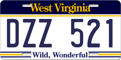 WV license plate DZZ521