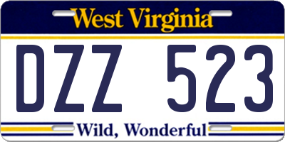 WV license plate DZZ523