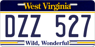 WV license plate DZZ527