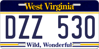 WV license plate DZZ530