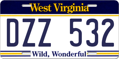 WV license plate DZZ532