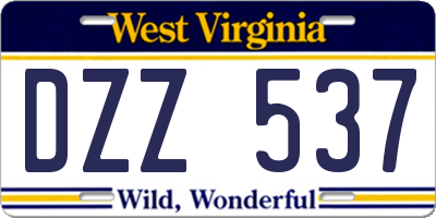 WV license plate DZZ537