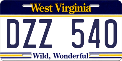WV license plate DZZ540