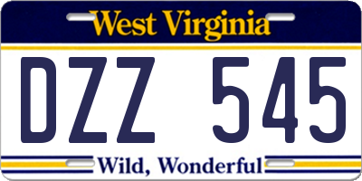 WV license plate DZZ545