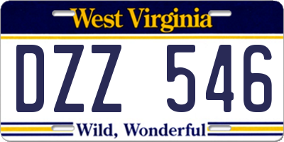 WV license plate DZZ546