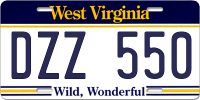 WV license plate DZZ550