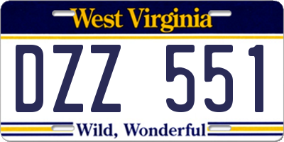 WV license plate DZZ551