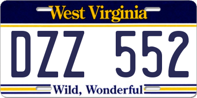 WV license plate DZZ552