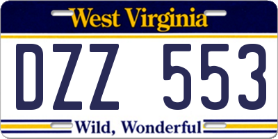 WV license plate DZZ553