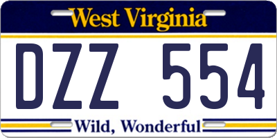 WV license plate DZZ554