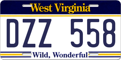 WV license plate DZZ558