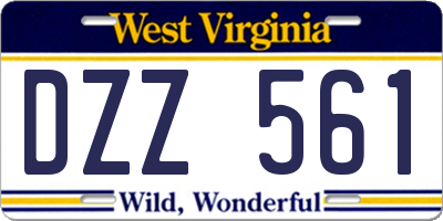 WV license plate DZZ561